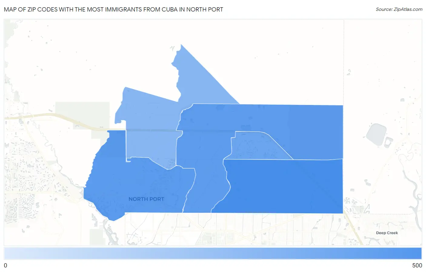 Zip Codes with the Most Immigrants from Cuba in North Port Map