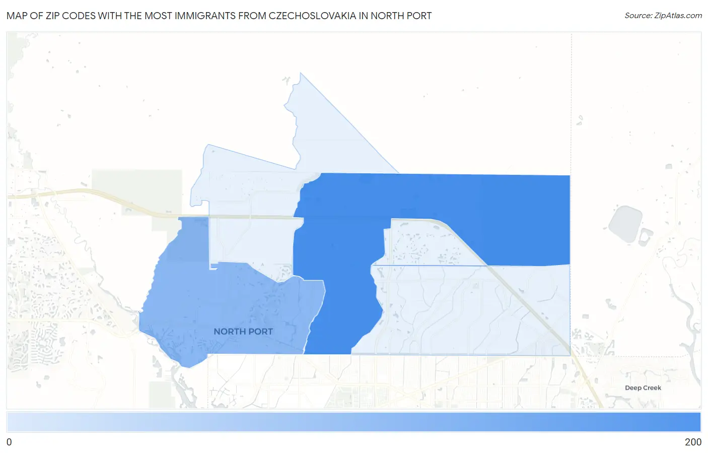 Zip Codes with the Most Immigrants from Czechoslovakia in North Port Map