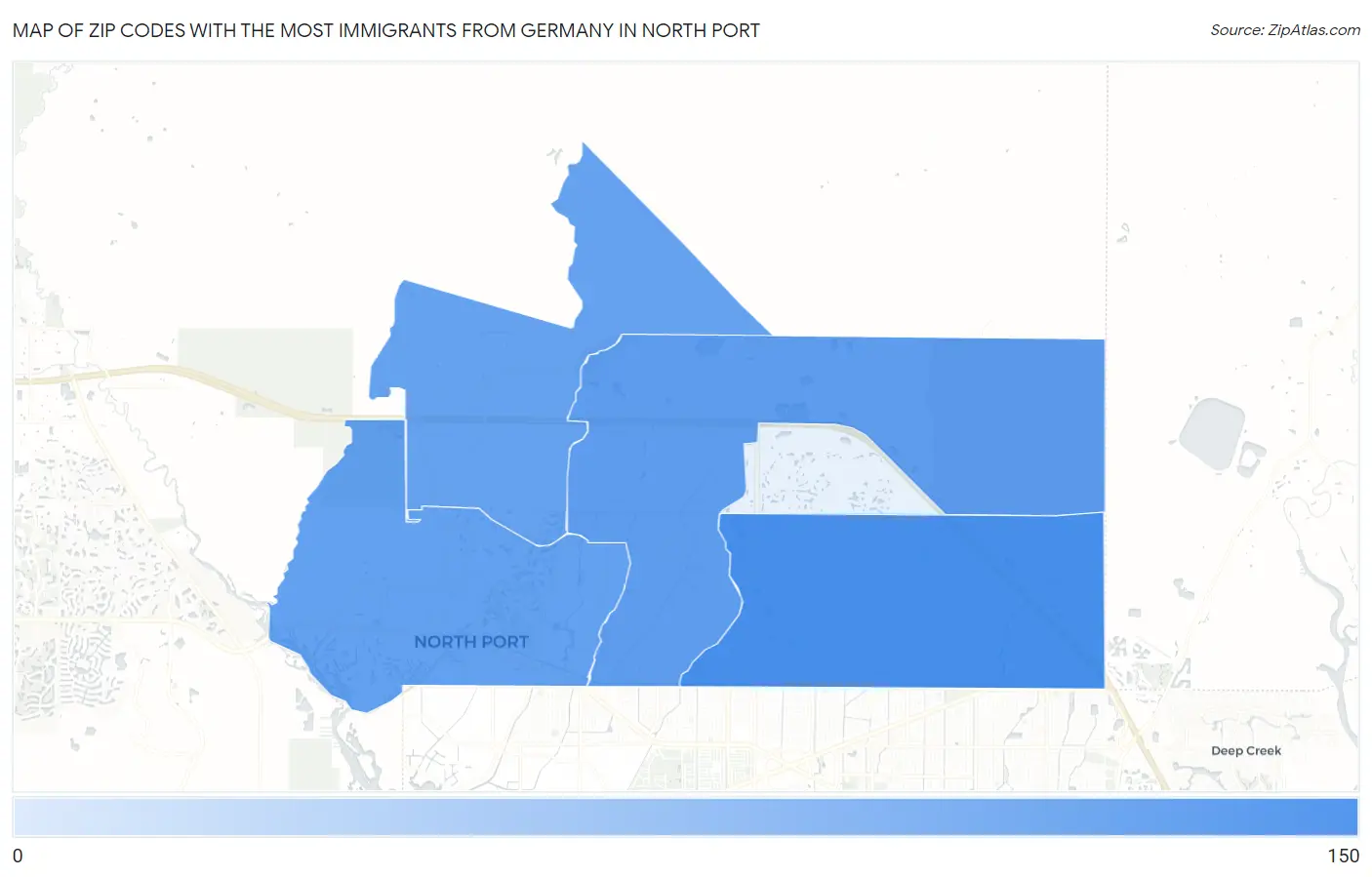 Zip Codes with the Most Immigrants from Germany in North Port Map