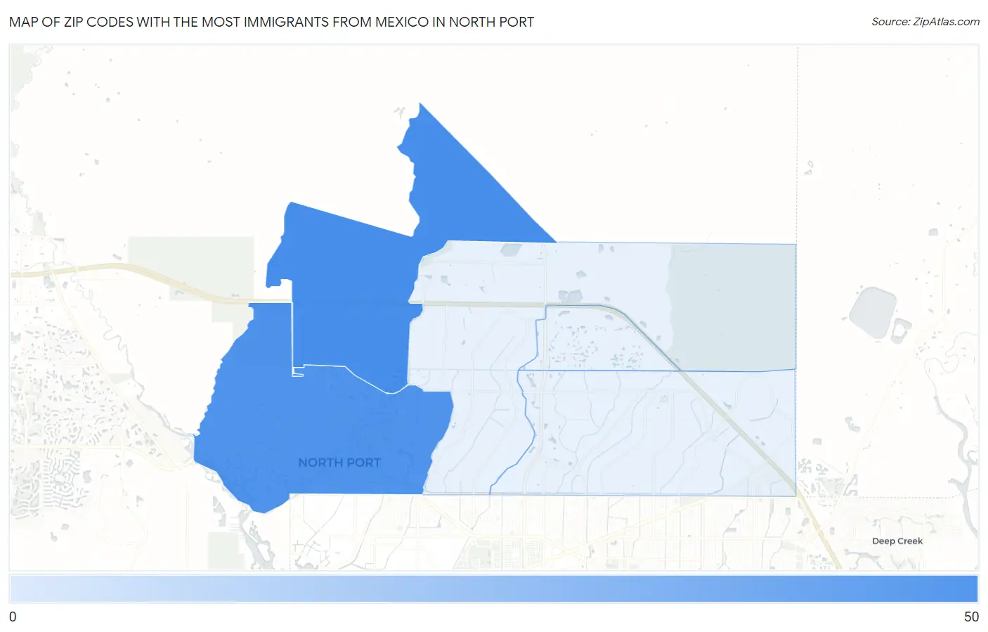 Zip Codes with the Most Immigrants from Mexico in North Port Map