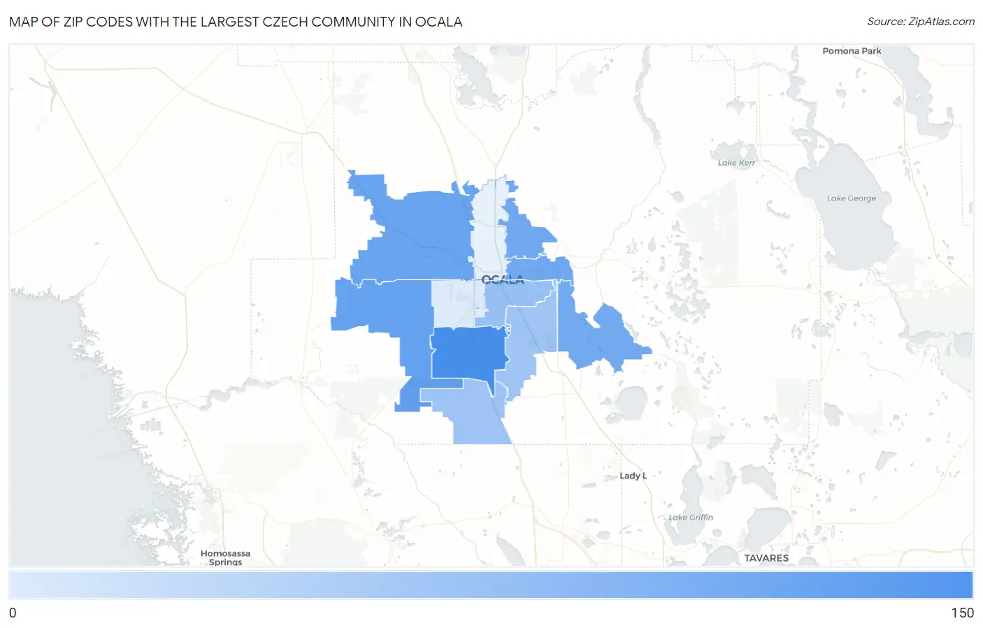 Zip Codes with the Largest Czech Community in Ocala Map
