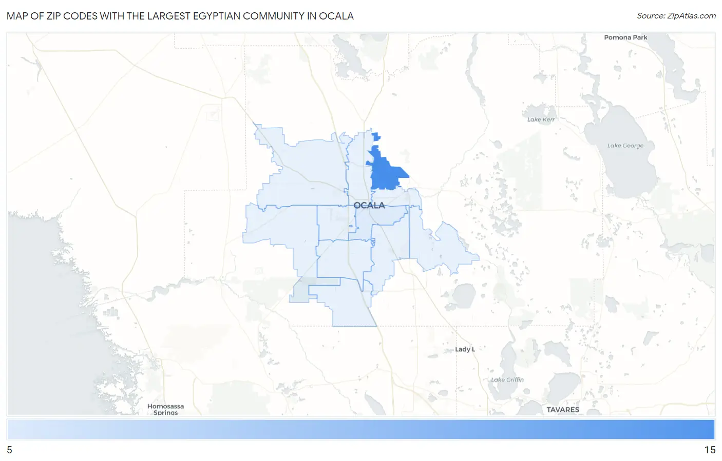 Zip Codes with the Largest Egyptian Community in Ocala Map