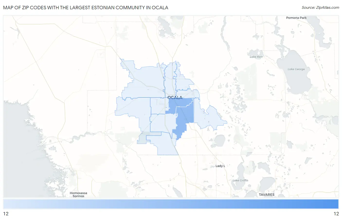 Zip Codes with the Largest Estonian Community in Ocala Map