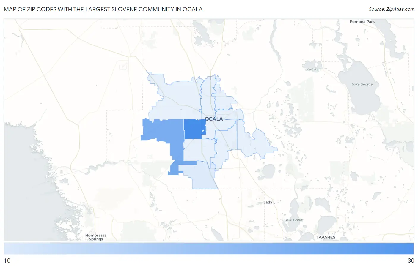 Zip Codes with the Largest Slovene Community in Ocala Map