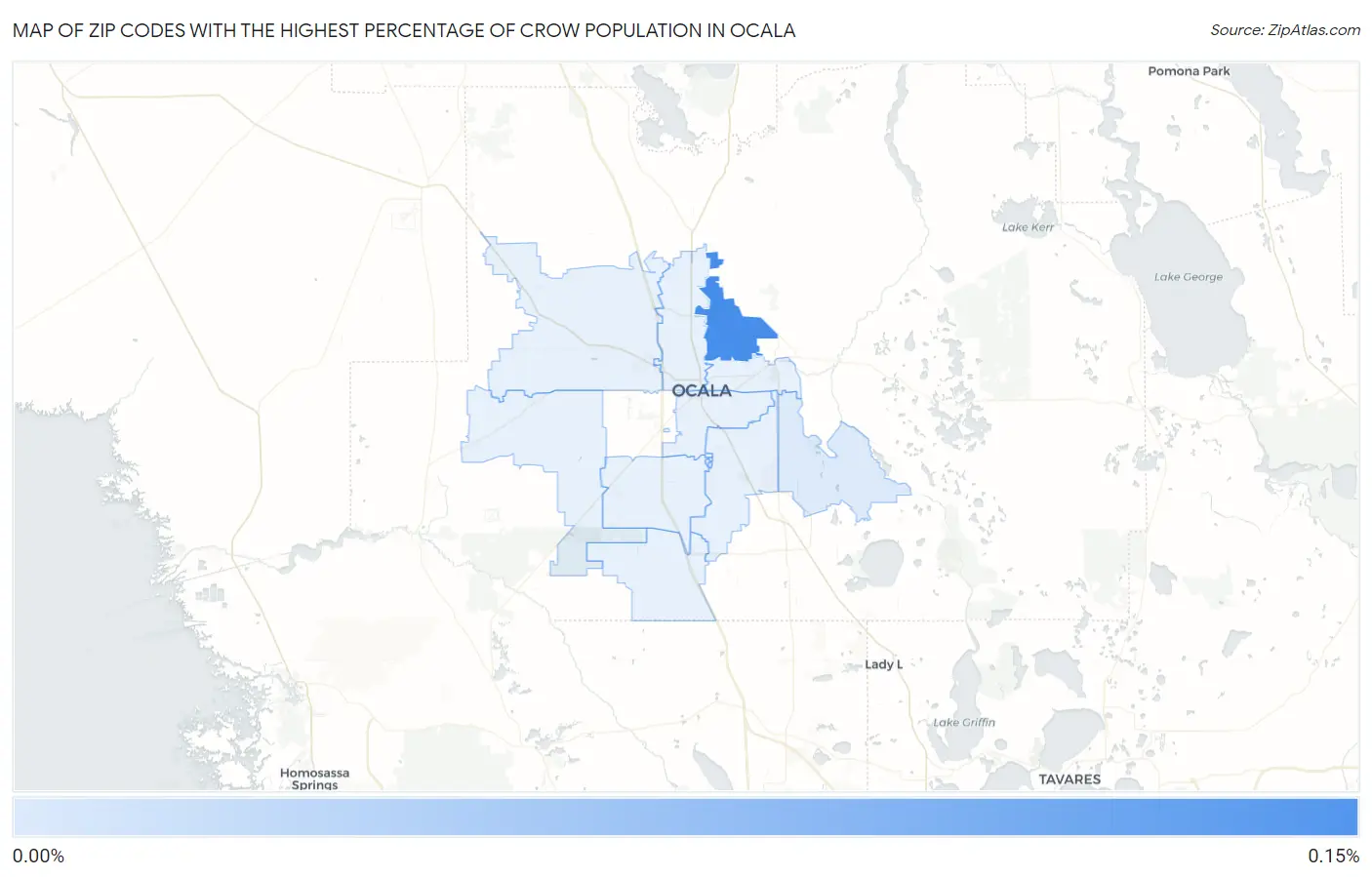 Zip Codes with the Highest Percentage of Crow Population in Ocala Map