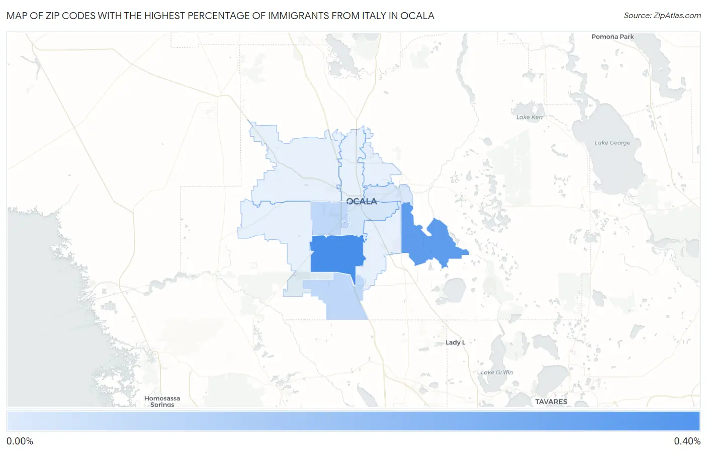 Zip Codes with the Highest Percentage of Immigrants from Italy in Ocala Map