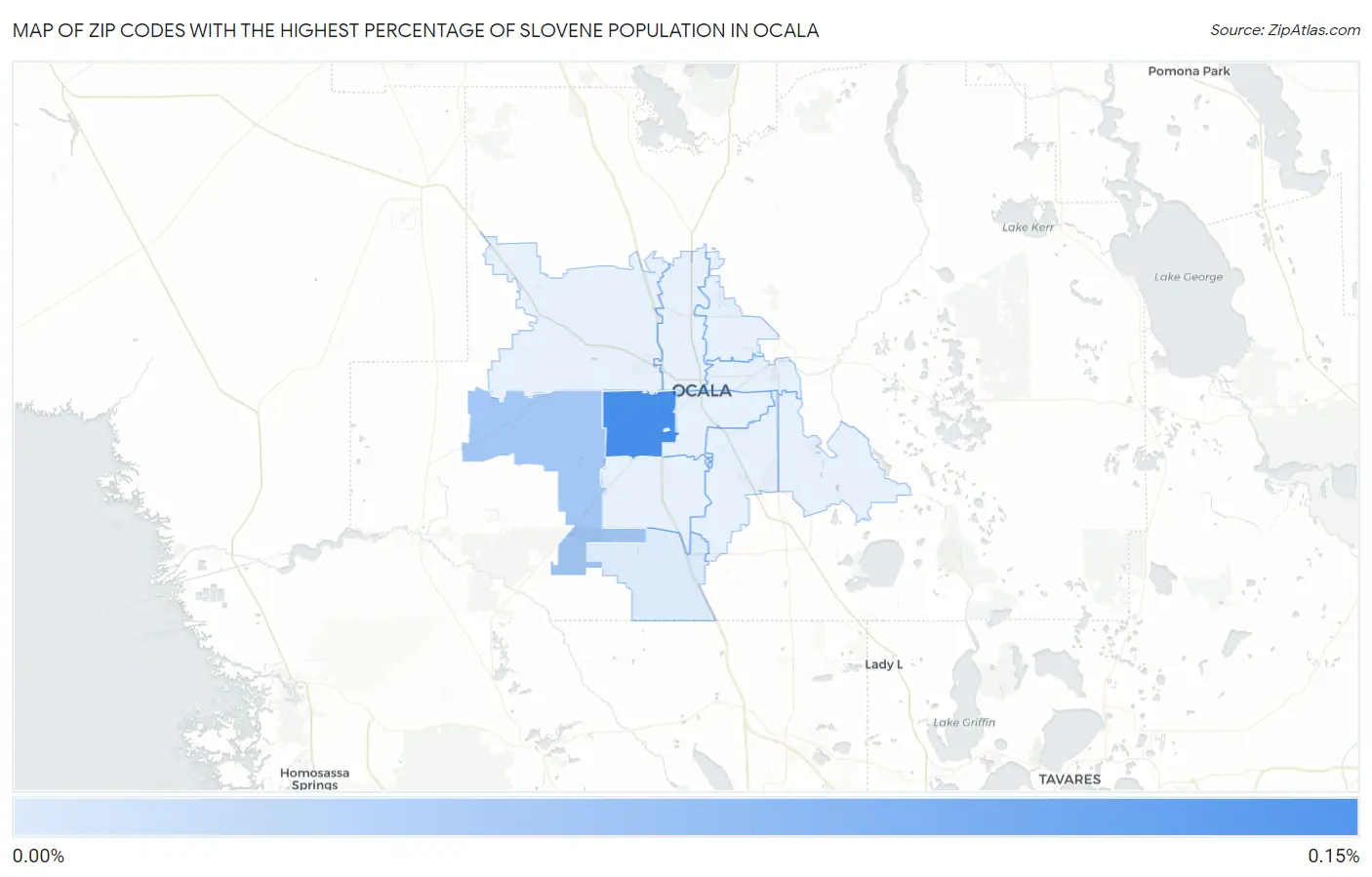 Zip Codes with the Highest Percentage of Slovene Population in Ocala Map