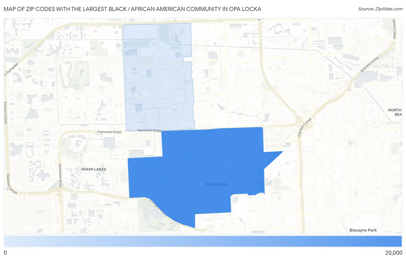 Zip Codes with the Largest Black / African American Community in Opa Locka Map