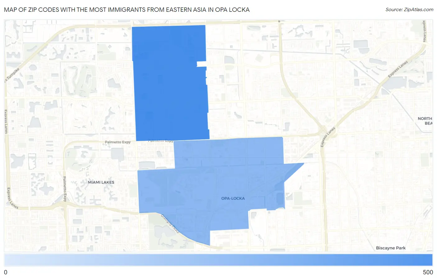 Zip Codes with the Most Immigrants from Eastern Asia in Opa Locka Map