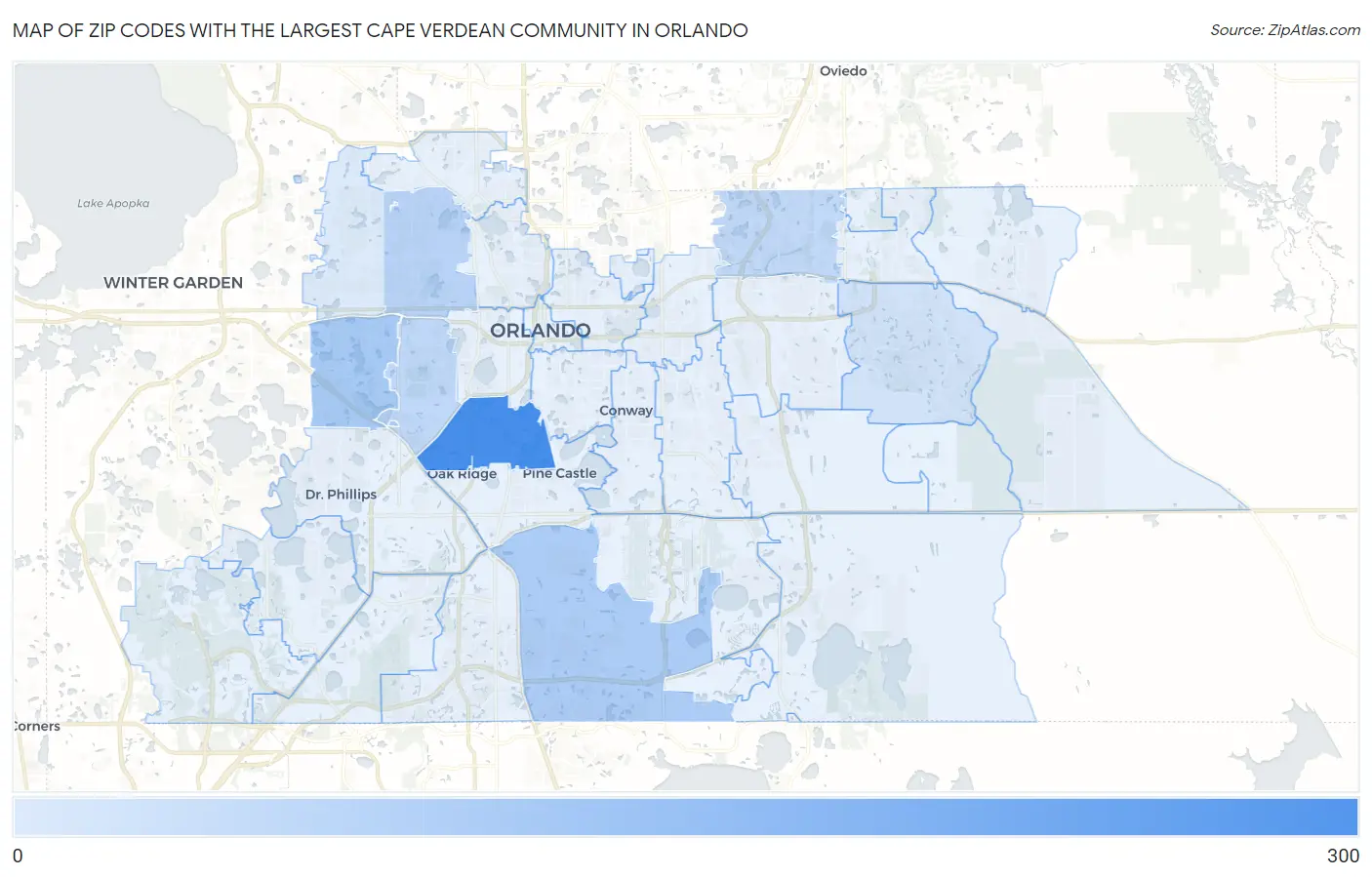 Zip Codes with the Largest Cape Verdean Community in Orlando Map
