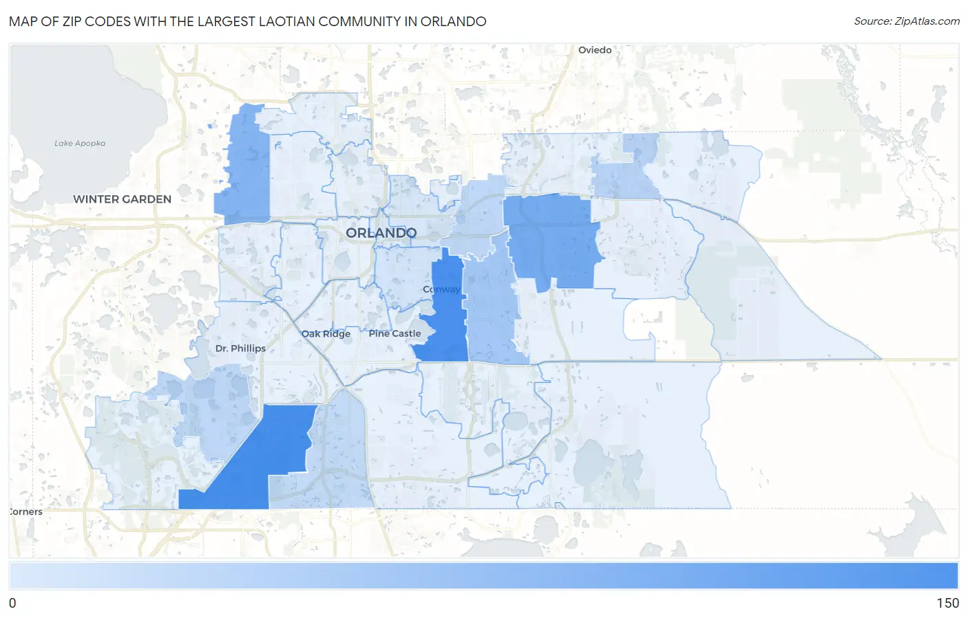 Zip Codes with the Largest Laotian Community in Orlando Map