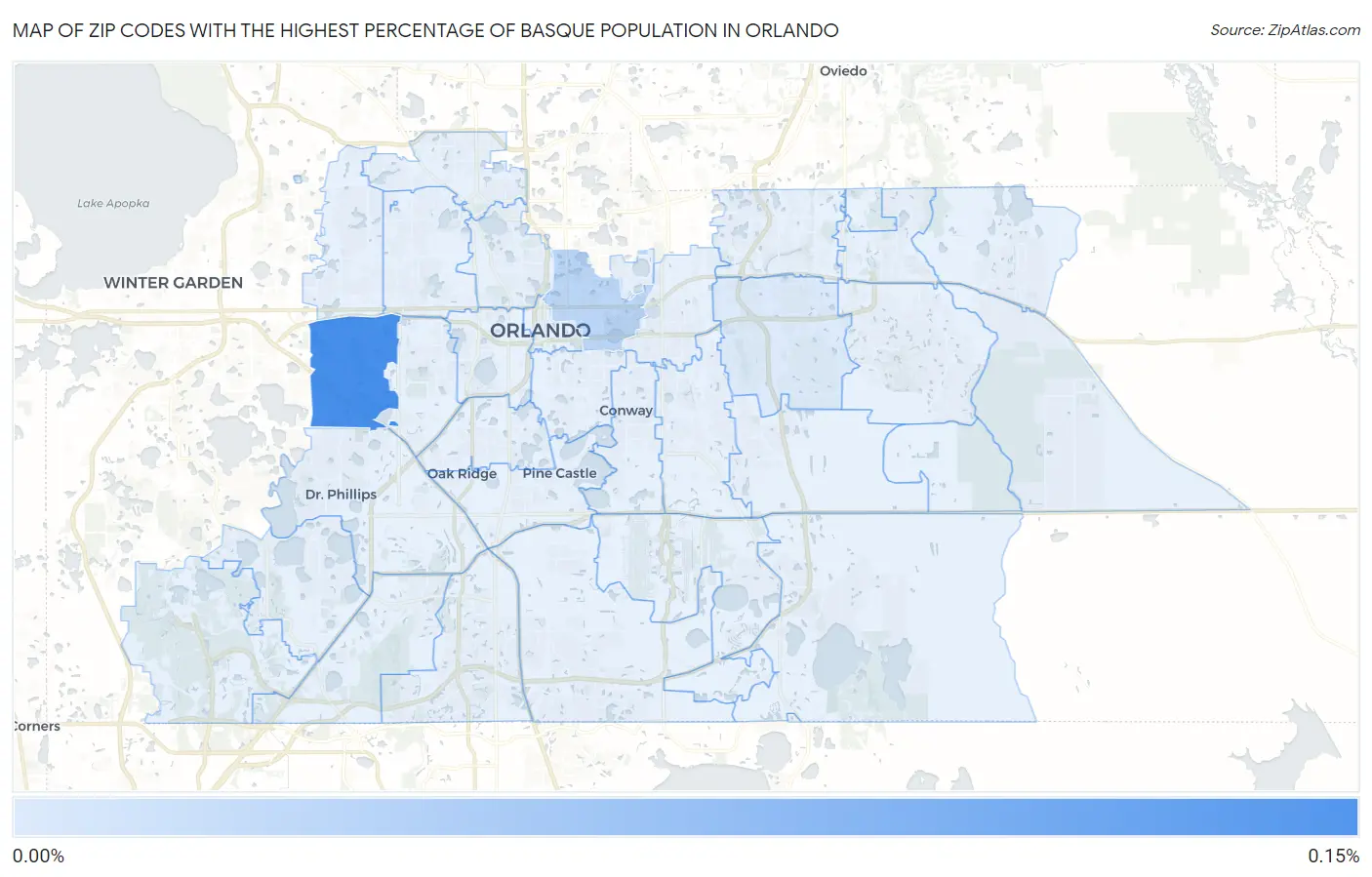Zip Codes with the Highest Percentage of Basque Population in Orlando Map