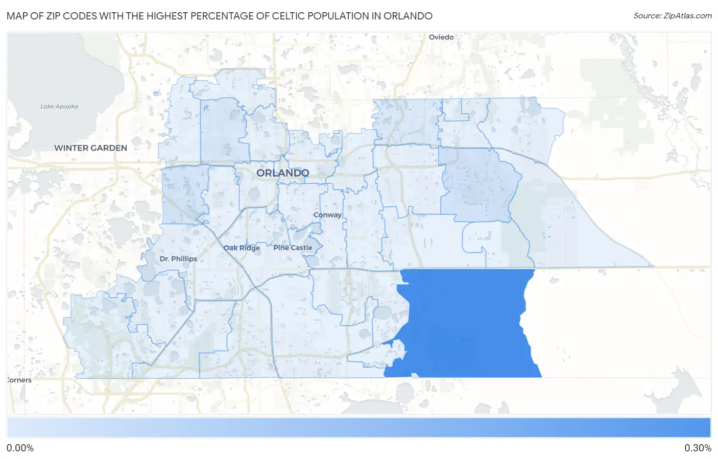 Zip Codes with the Highest Percentage of Celtic Population in Orlando Map