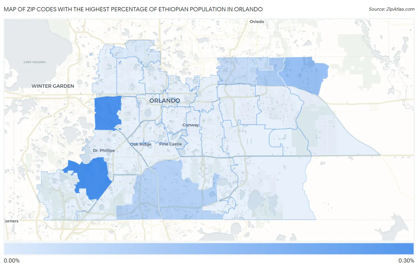Zip Codes with the Highest Percentage of Ethiopian Population in Orlando Map