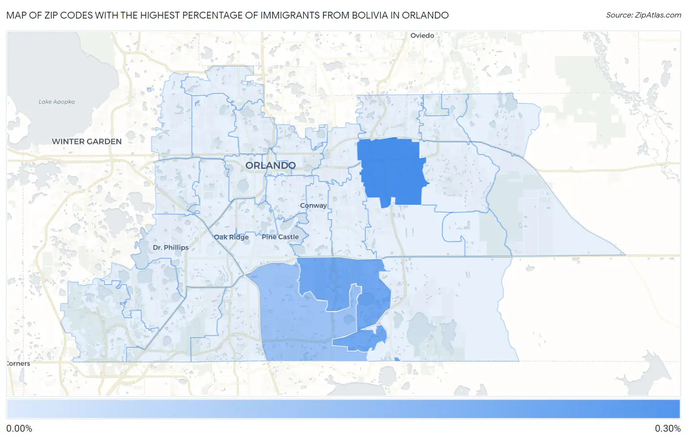 Zip Codes with the Highest Percentage of Immigrants from Bolivia in Orlando Map