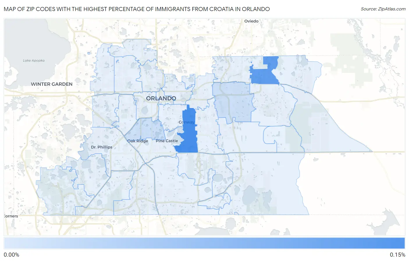 Zip Codes with the Highest Percentage of Immigrants from Croatia in Orlando Map
