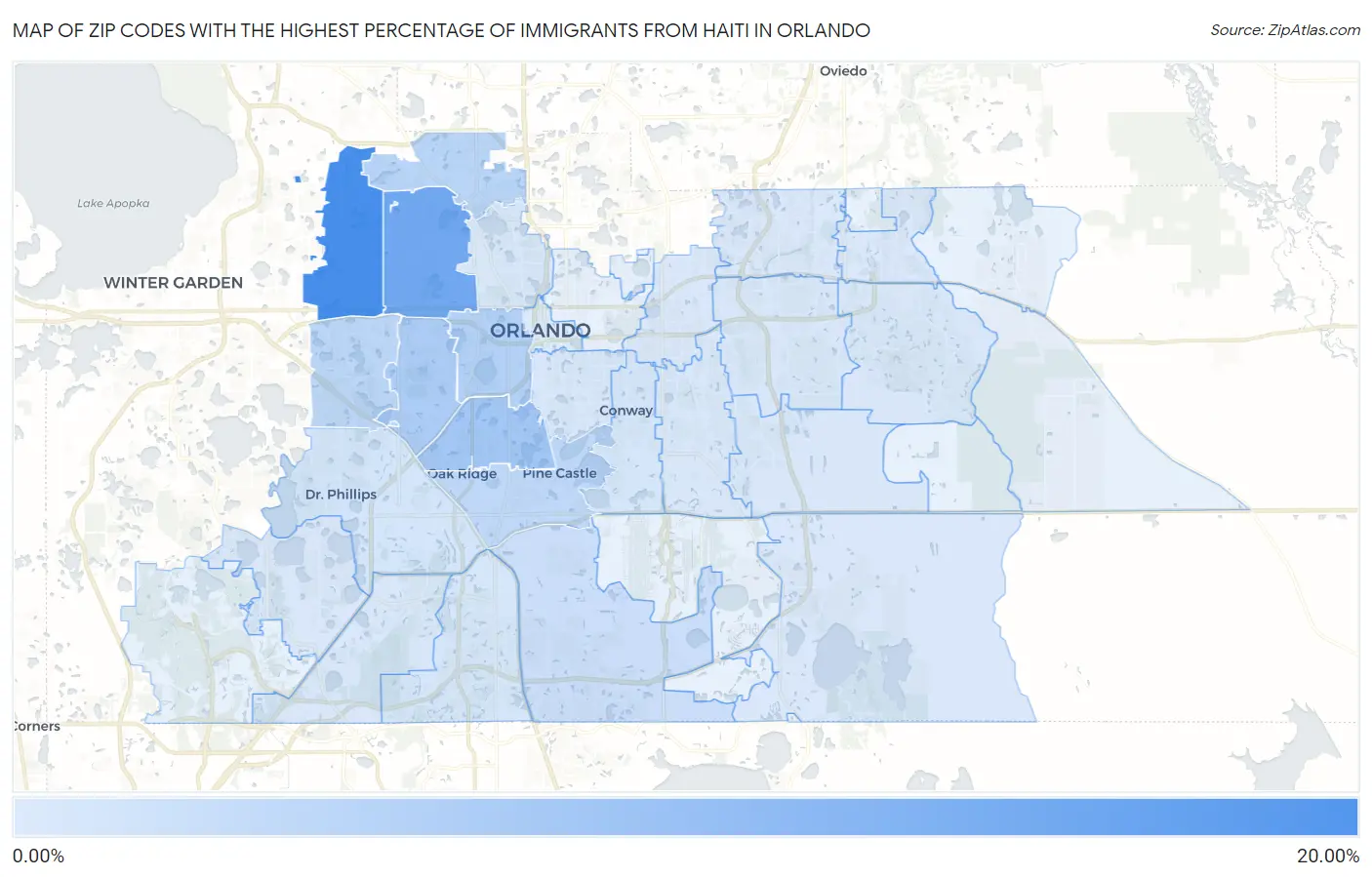 Zip Codes with the Highest Percentage of Immigrants from Haiti in Orlando Map