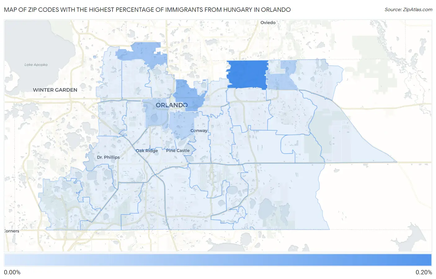 Zip Codes with the Highest Percentage of Immigrants from Hungary in Orlando Map