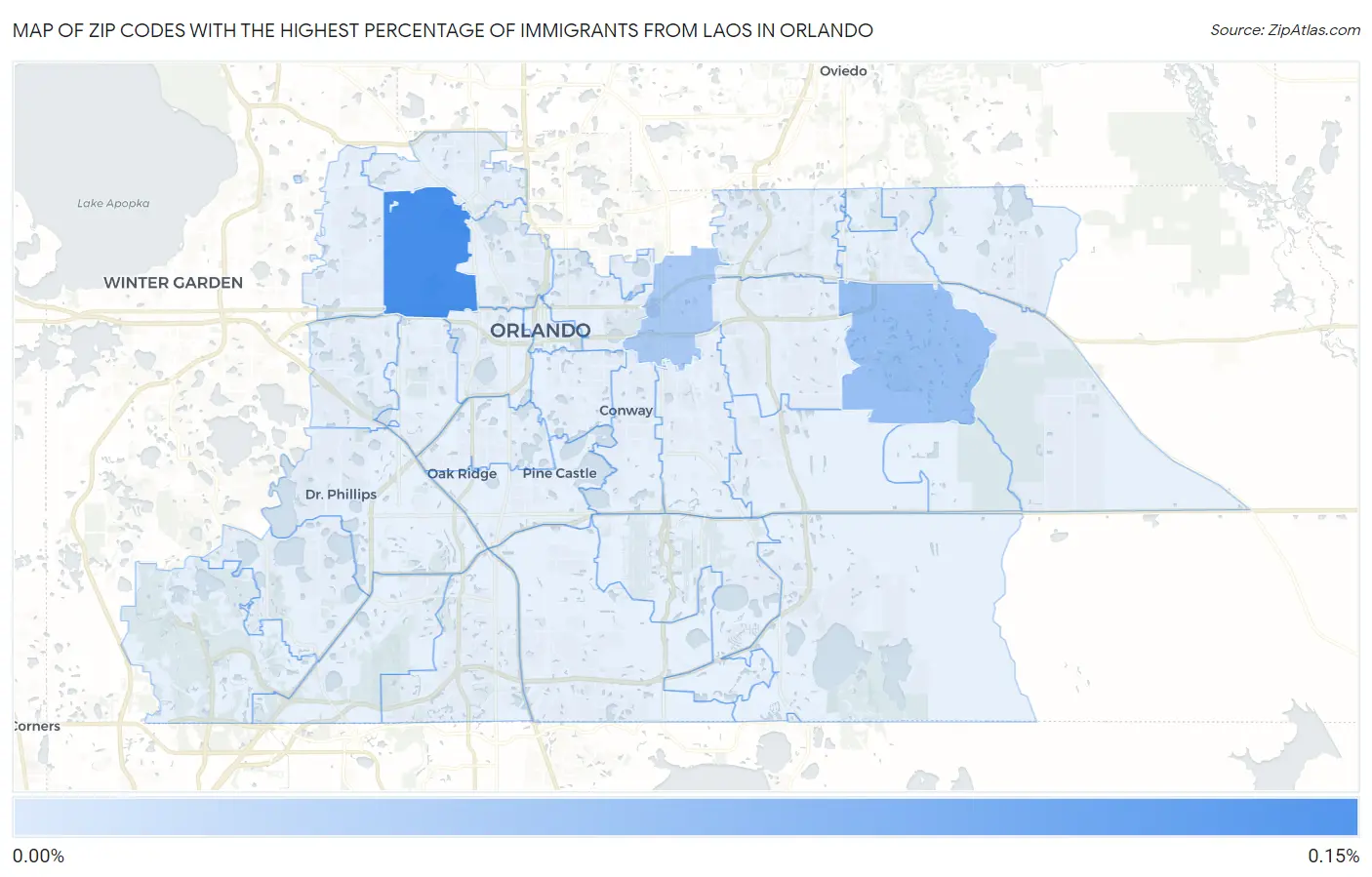 Zip Codes with the Highest Percentage of Immigrants from Laos in Orlando Map