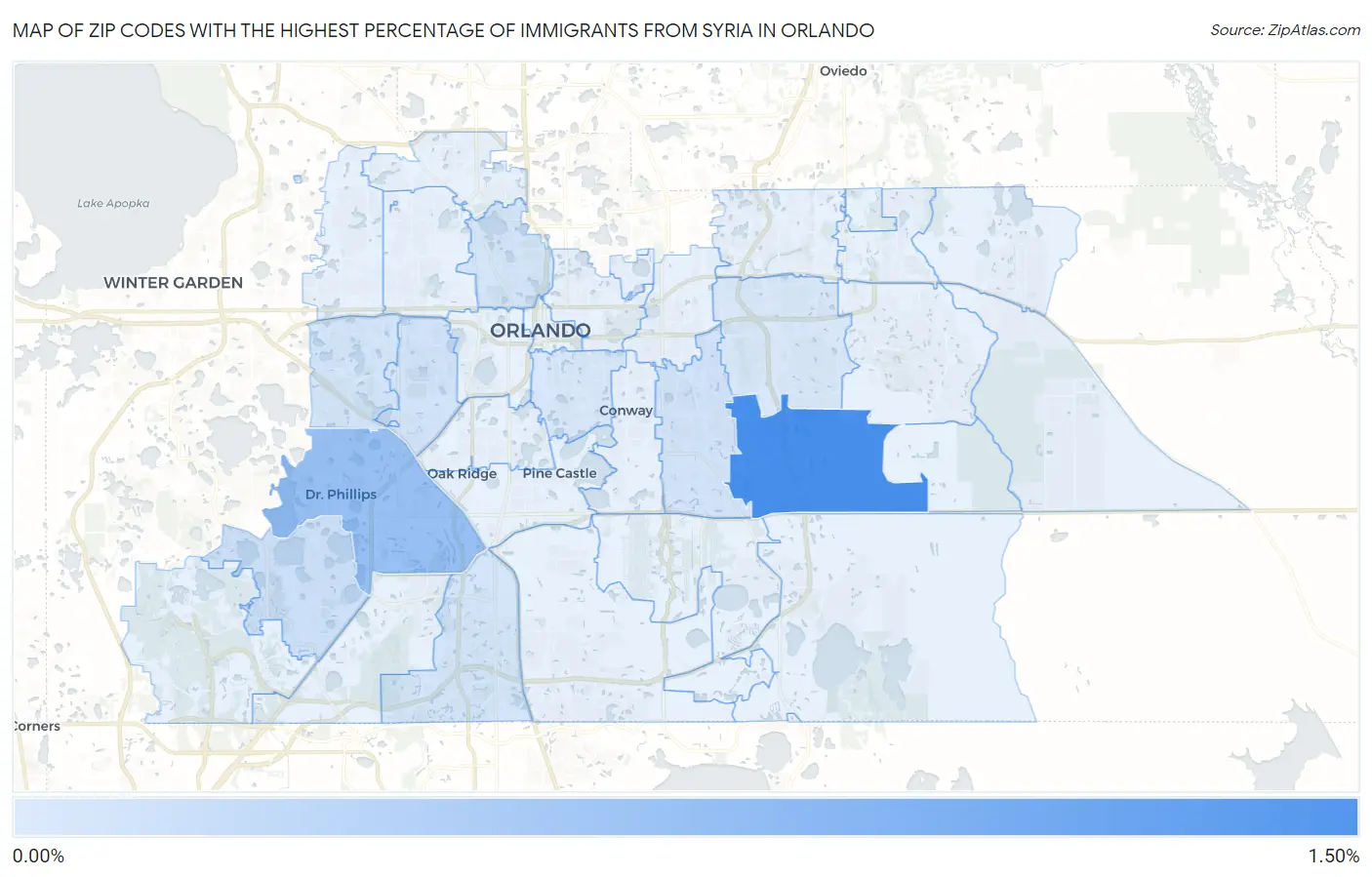 Zip Codes with the Highest Percentage of Immigrants from Syria in Orlando Map