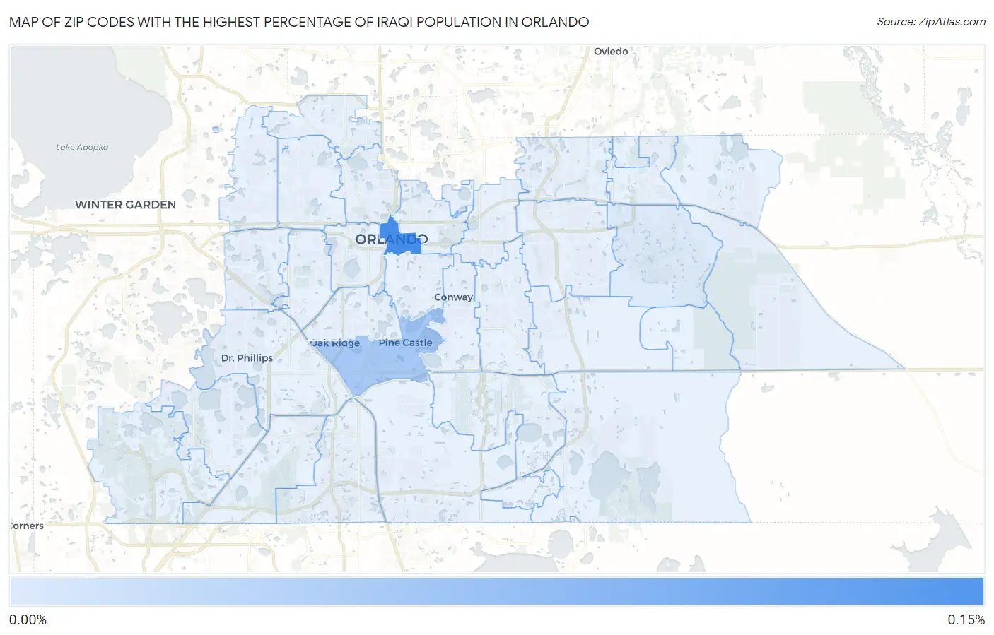 Zip Codes with the Highest Percentage of Iraqi Population in Orlando Map
