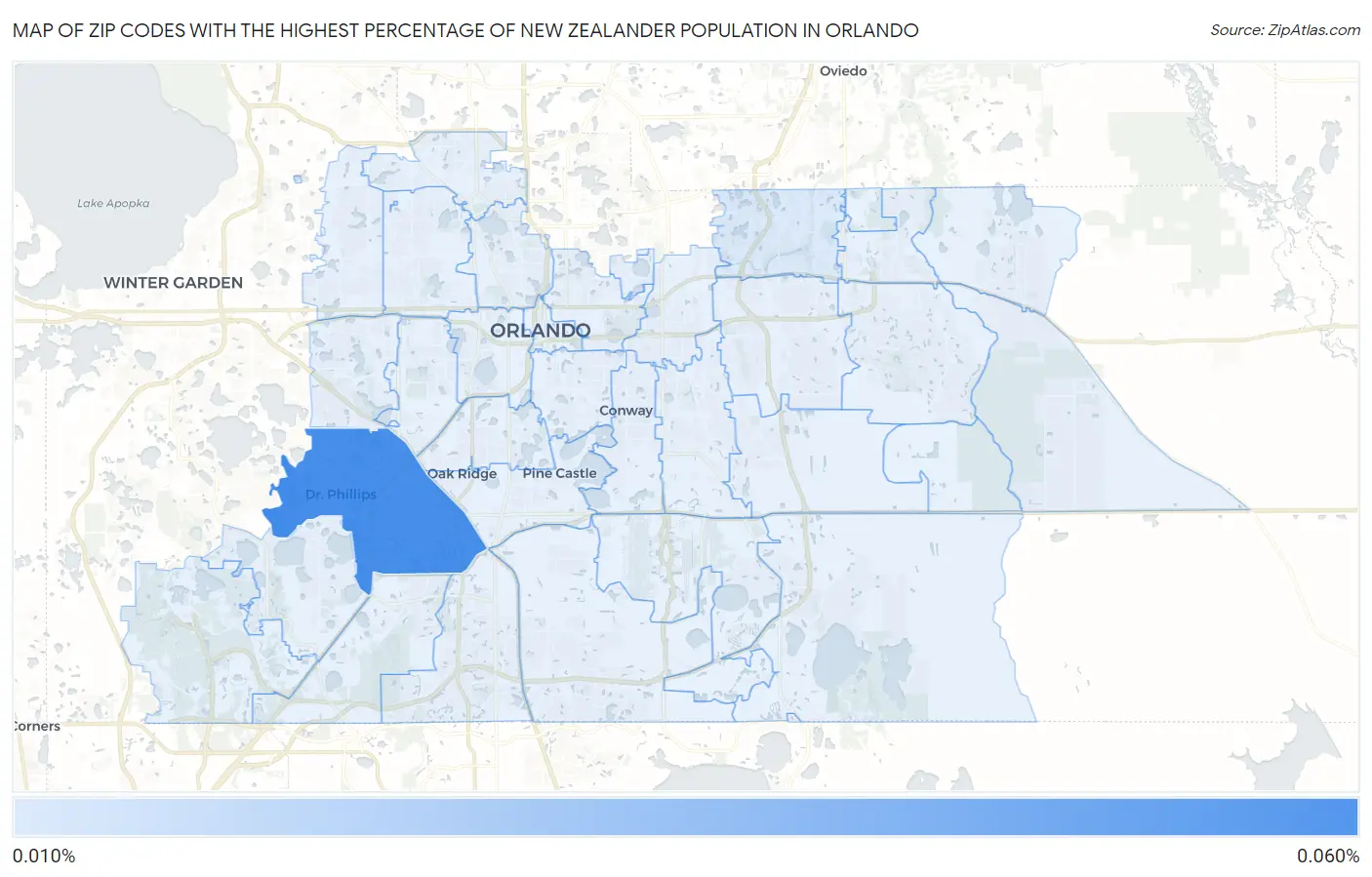 Zip Codes with the Highest Percentage of New Zealander Population in Orlando Map