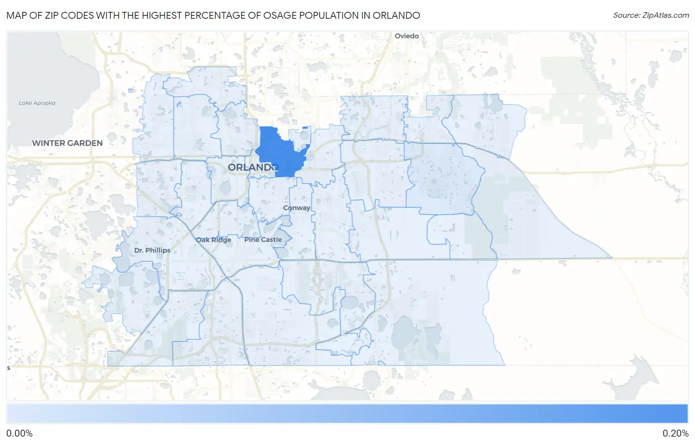 Zip Codes with the Highest Percentage of Osage Population in Orlando Map