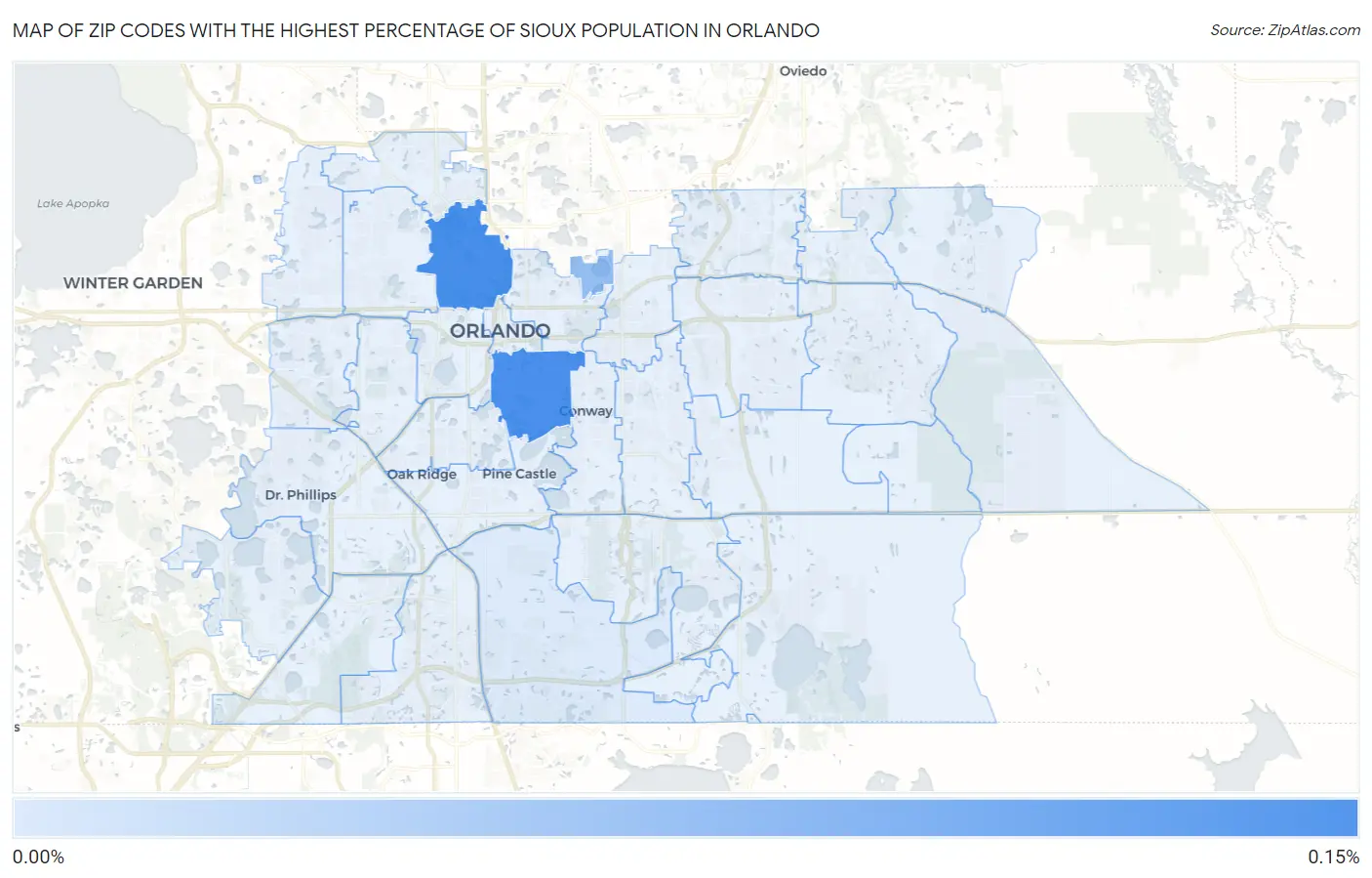 Zip Codes with the Highest Percentage of Sioux Population in Orlando Map
