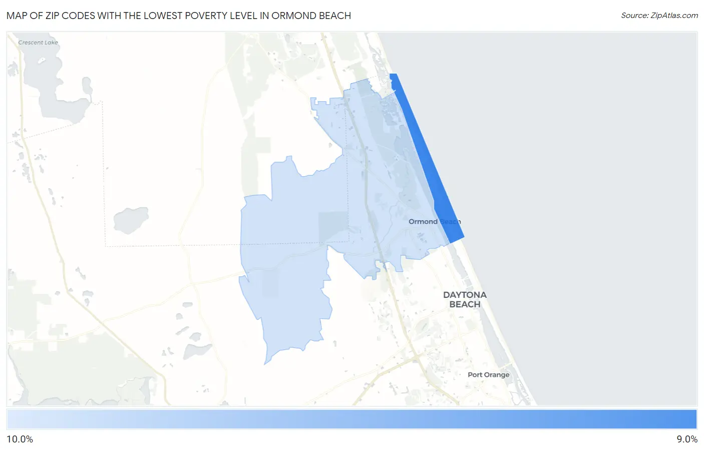 Zip Codes with the Lowest Poverty Level in Ormond Beach Map