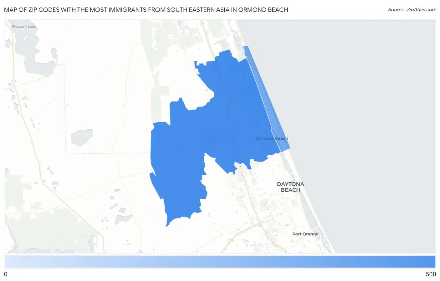 Zip Codes with the Most Immigrants from South Eastern Asia in Ormond Beach Map