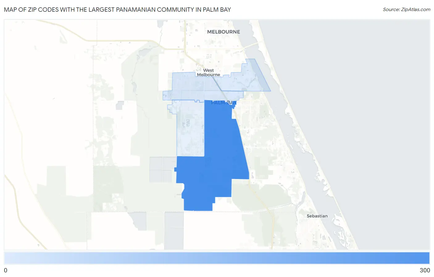 Zip Codes with the Largest Panamanian Community in Palm Bay Map