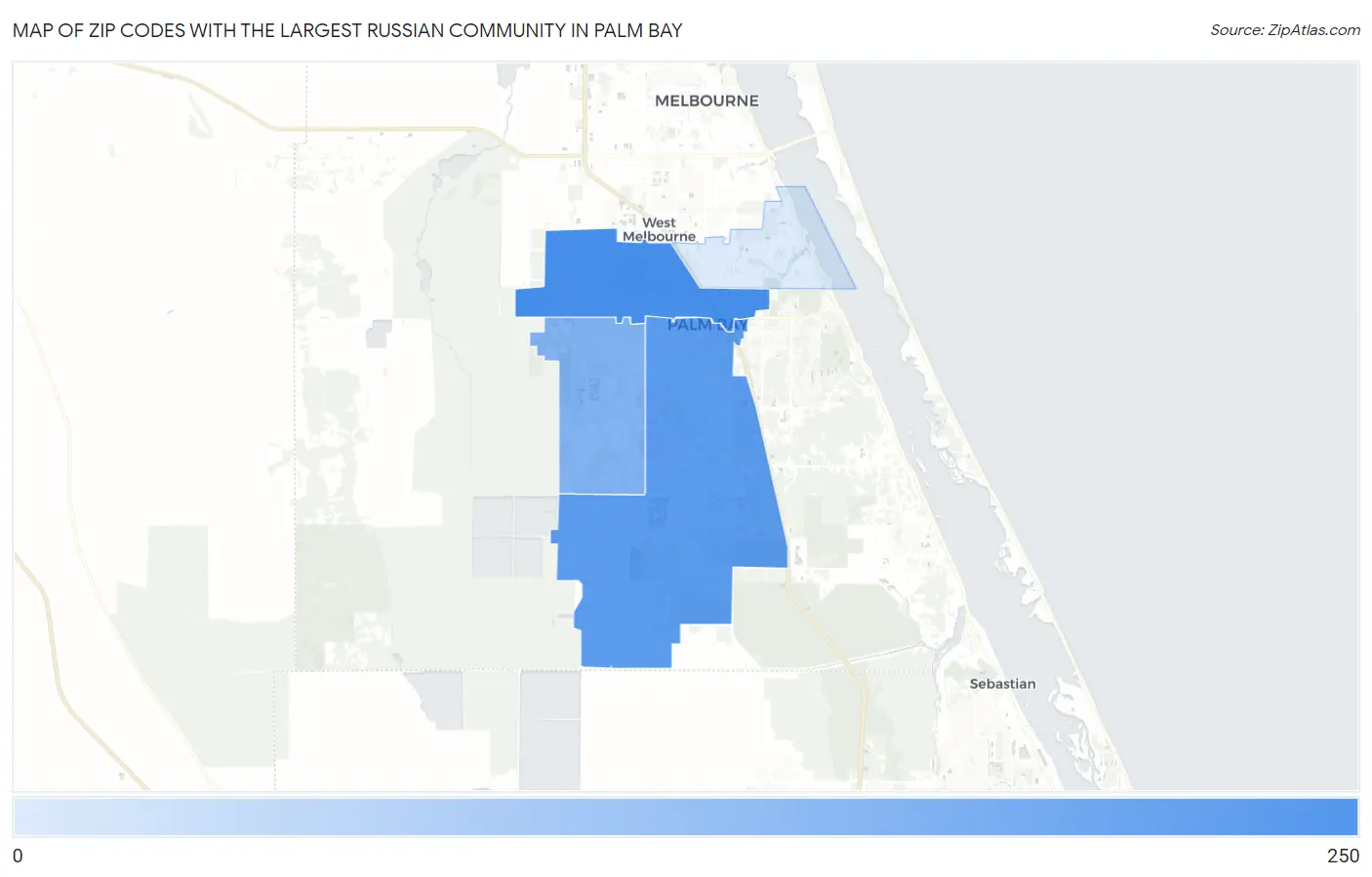 Zip Codes with the Largest Russian Community in Palm Bay Map