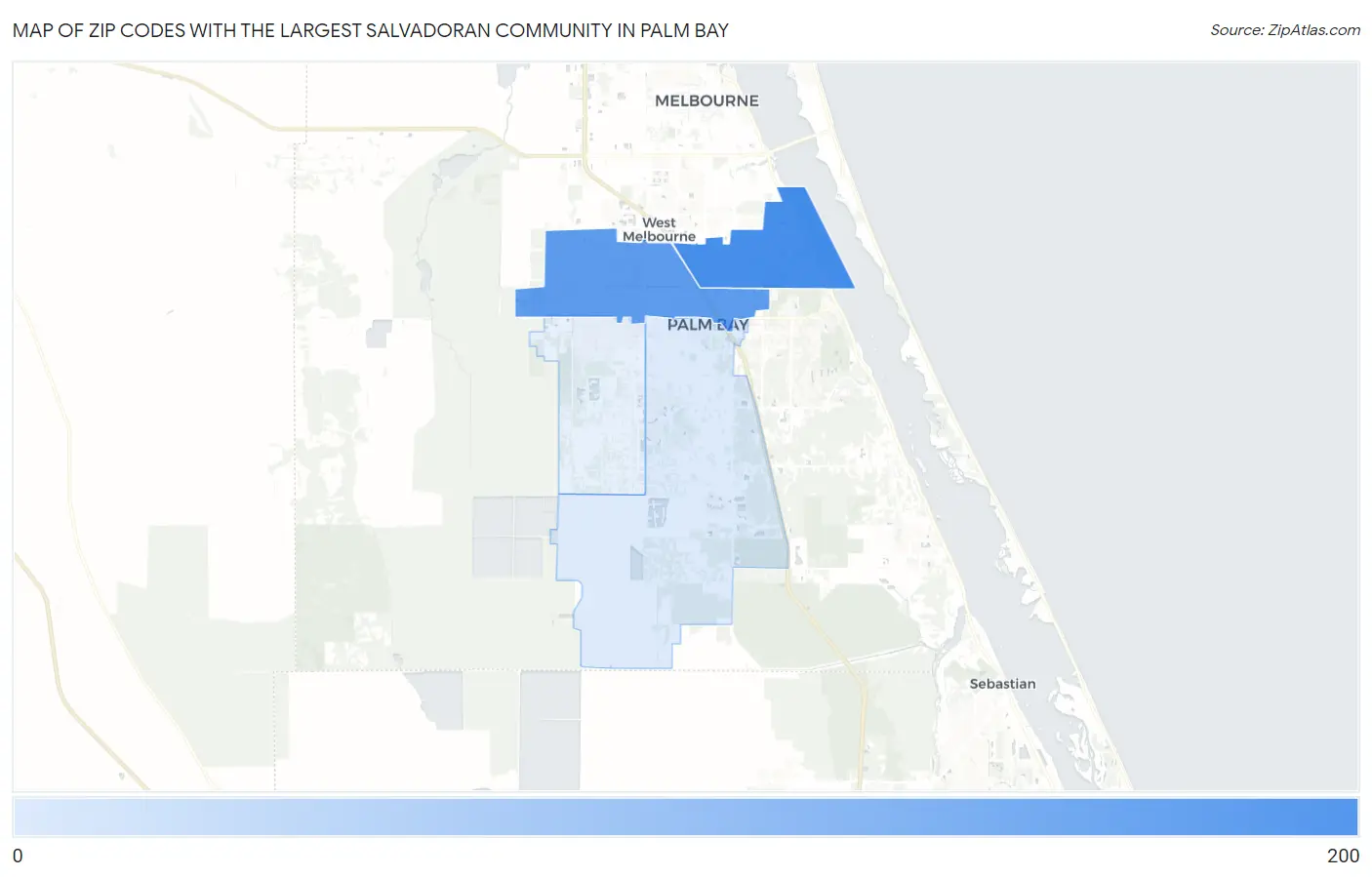 Zip Codes with the Largest Salvadoran Community in Palm Bay Map