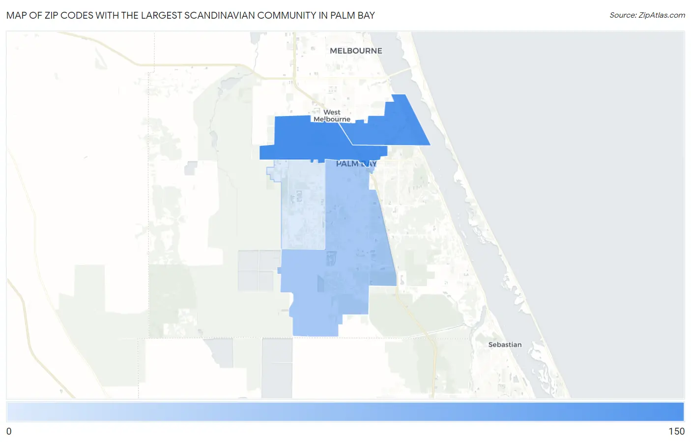 Zip Codes with the Largest Scandinavian Community in Palm Bay Map