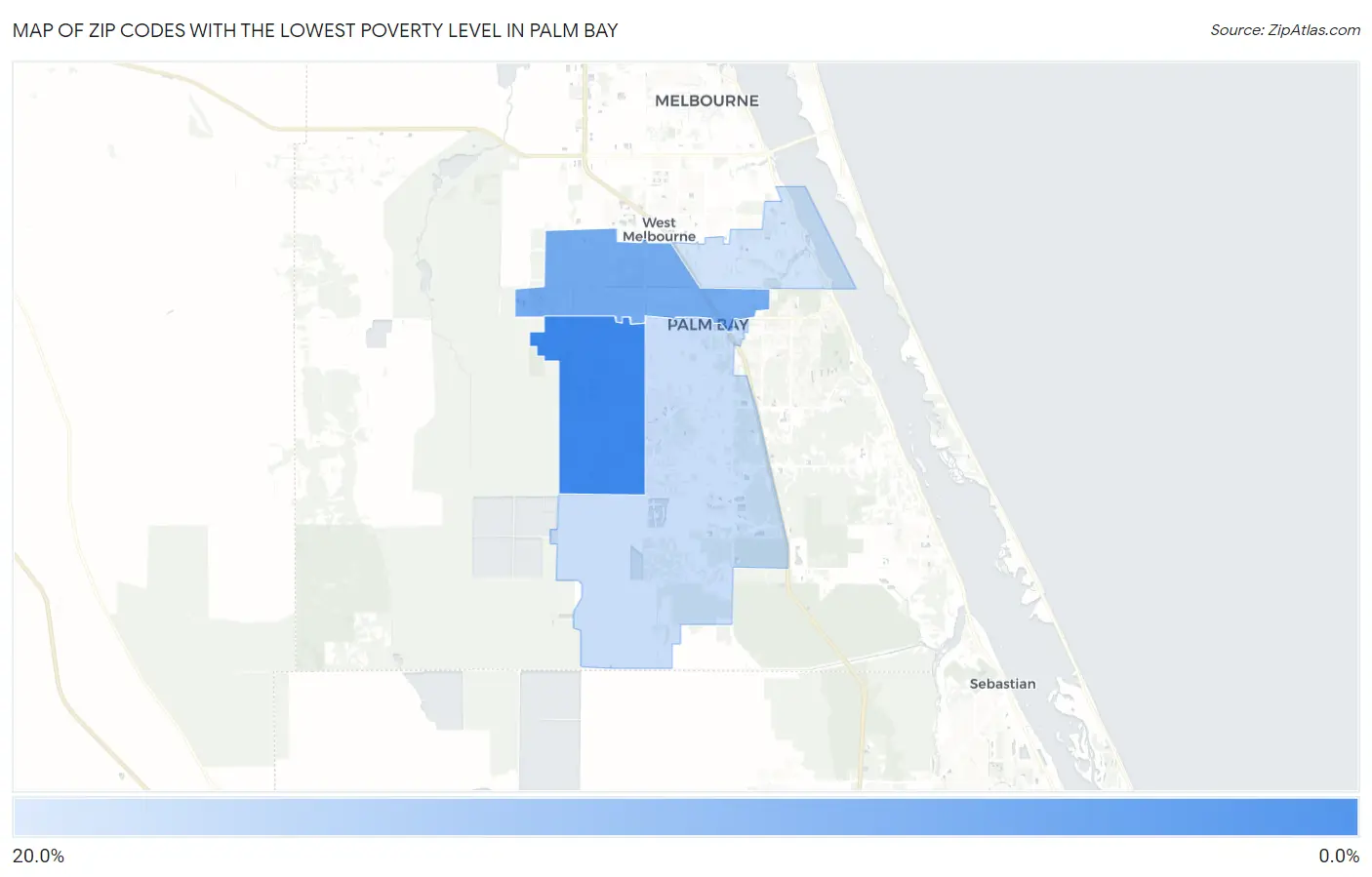 Zip Codes with the Lowest Poverty Level in Palm Bay Map