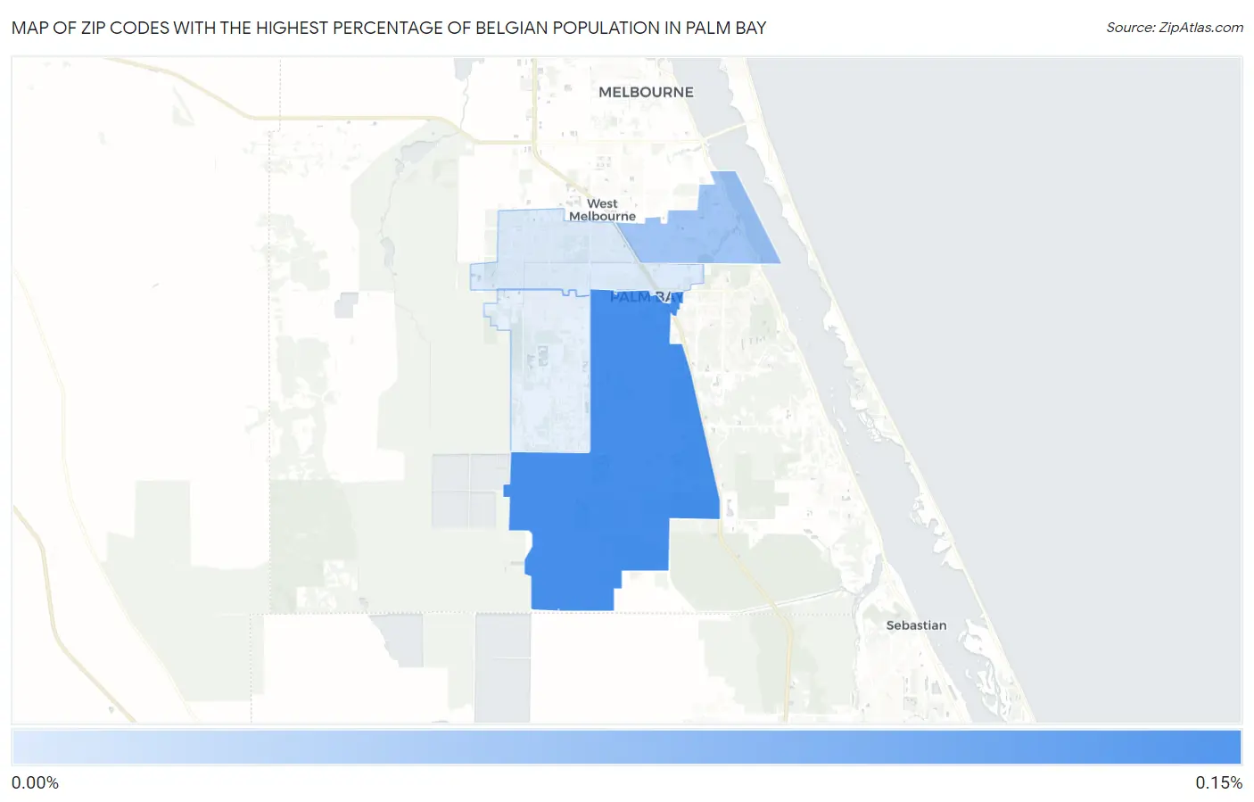 Zip Codes with the Highest Percentage of Belgian Population in Palm Bay Map