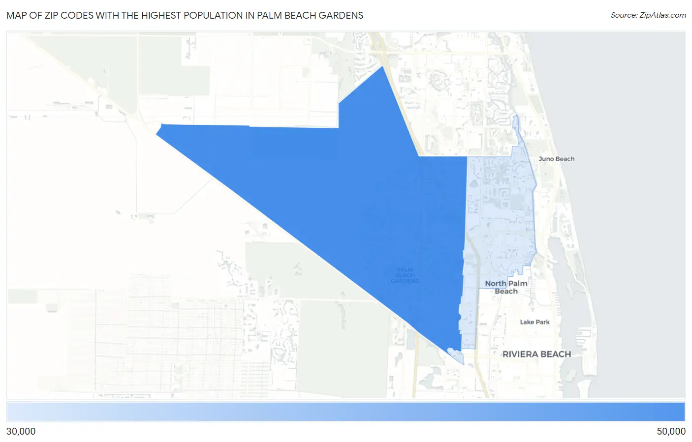 Zip Codes with the Highest Population in Palm Beach Gardens Map