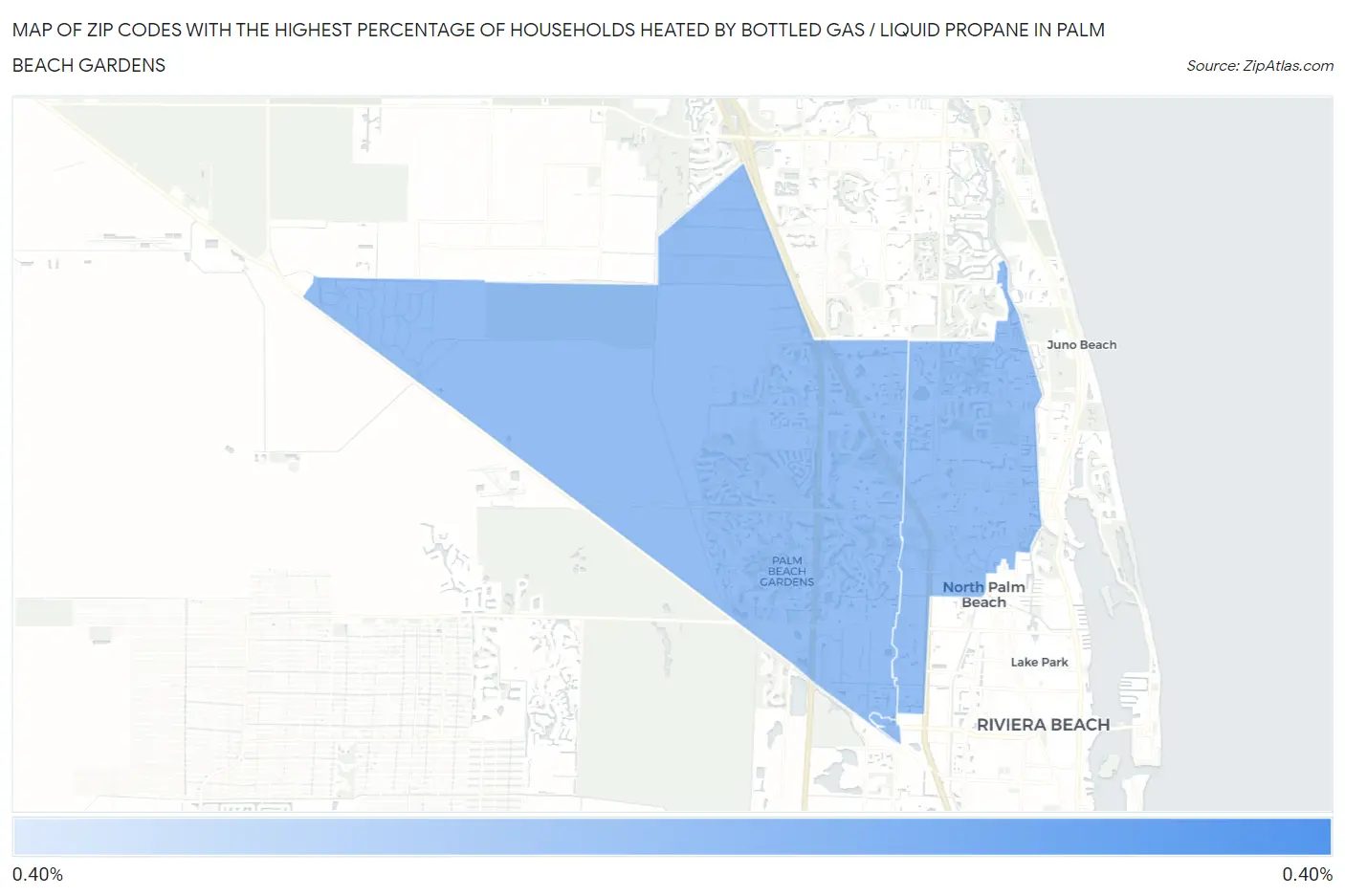 Zip Codes with the Highest Percentage of Households Heated by Bottled Gas / Liquid Propane in Palm Beach Gardens Map