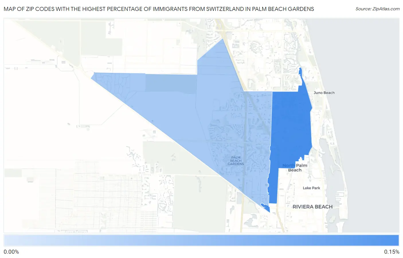 Zip Codes with the Highest Percentage of Immigrants from Switzerland in Palm Beach Gardens Map