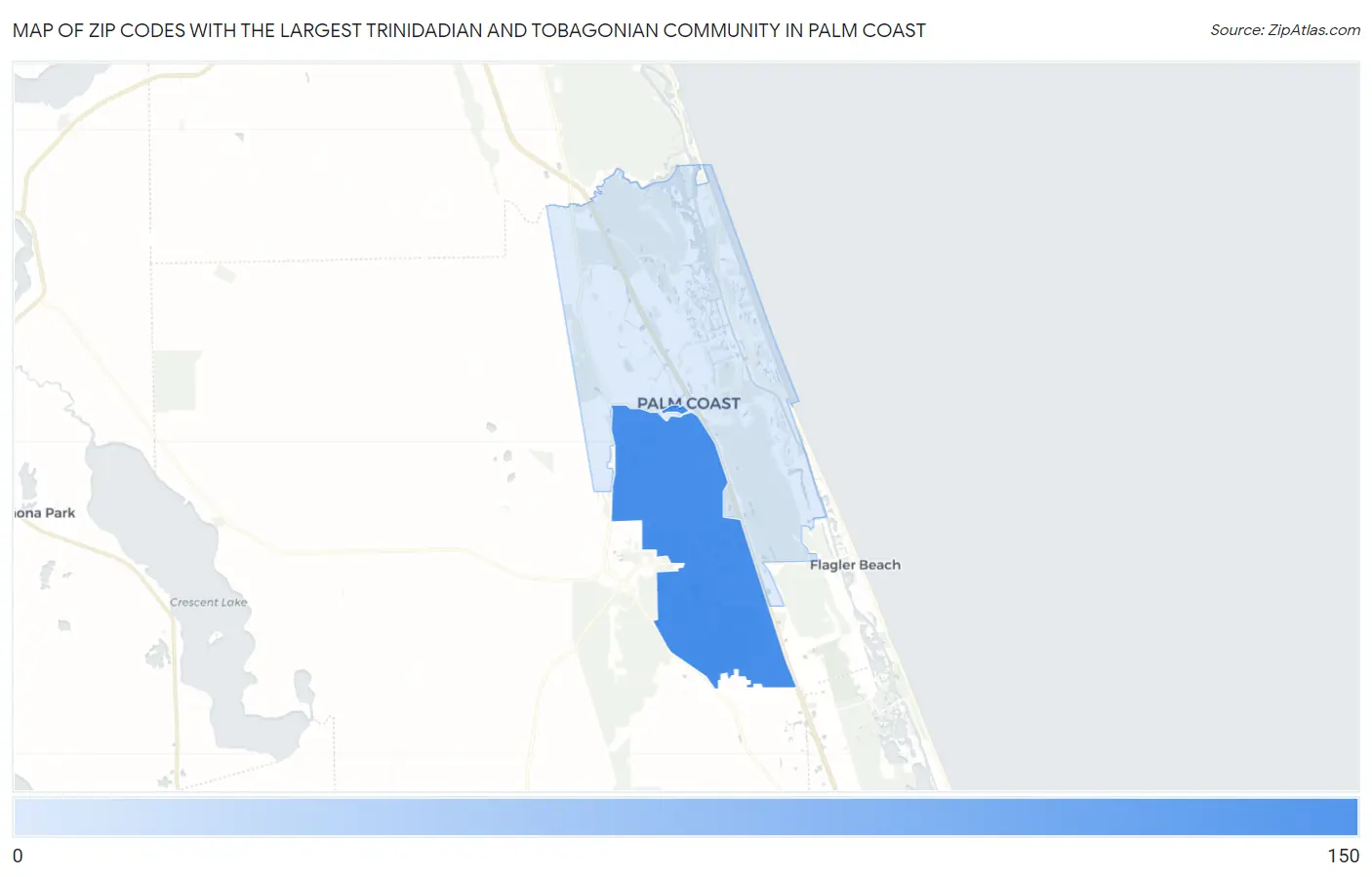 Zip Codes with the Largest Trinidadian and Tobagonian Community in Palm Coast Map