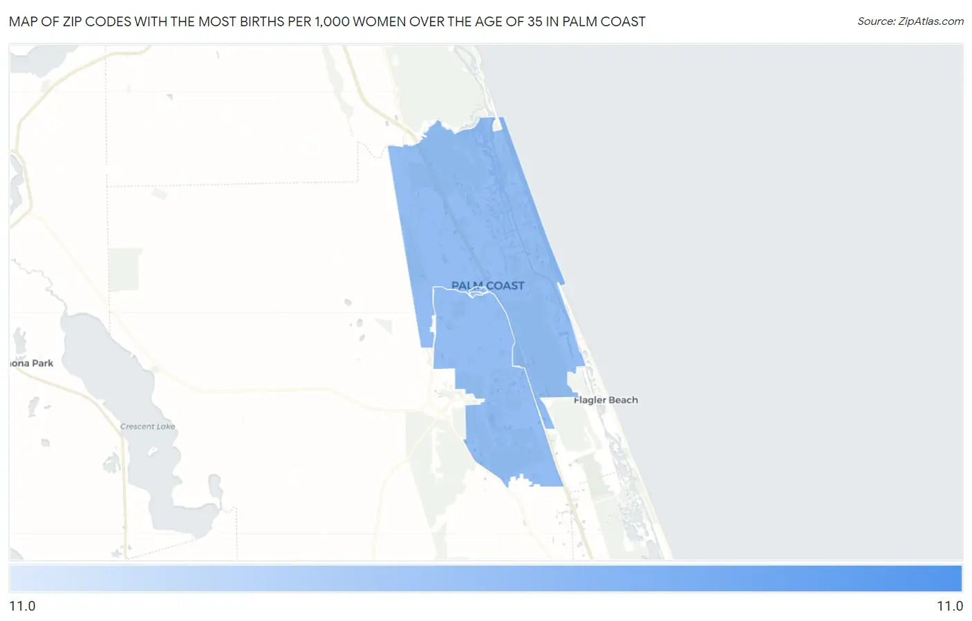 Zip Codes with the Most Births per 1,000 Women Over the Age of 35 in Palm Coast Map