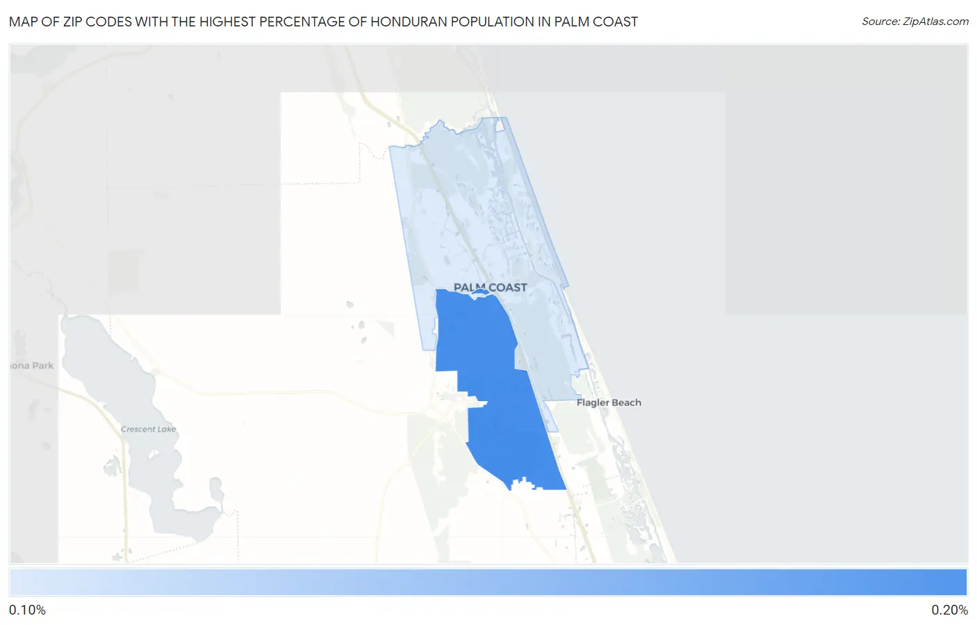 Zip Codes with the Highest Percentage of Honduran Population in Palm Coast Map