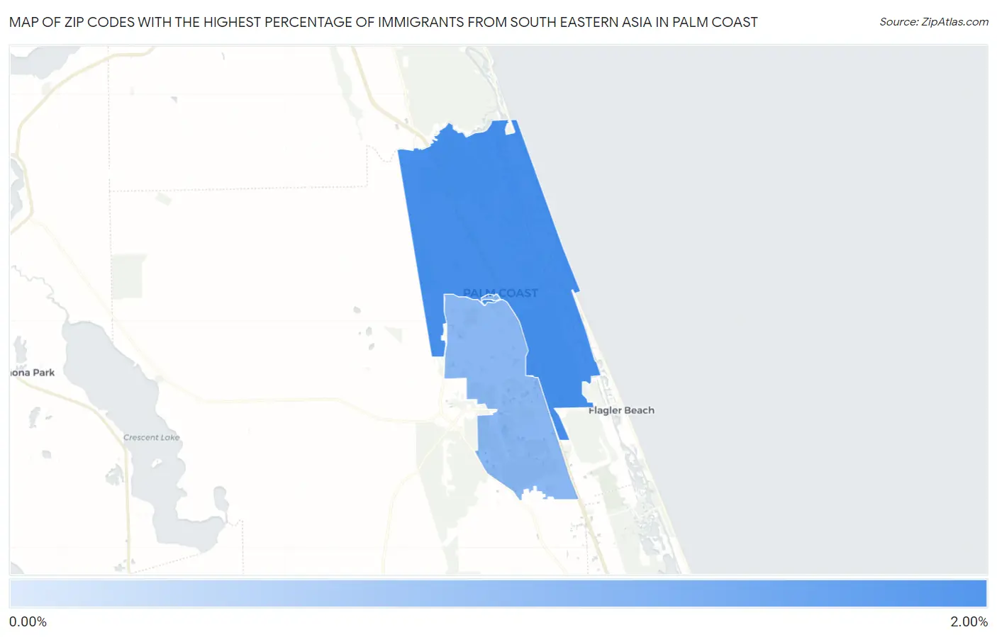 Zip Codes with the Highest Percentage of Immigrants from South Eastern Asia in Palm Coast Map