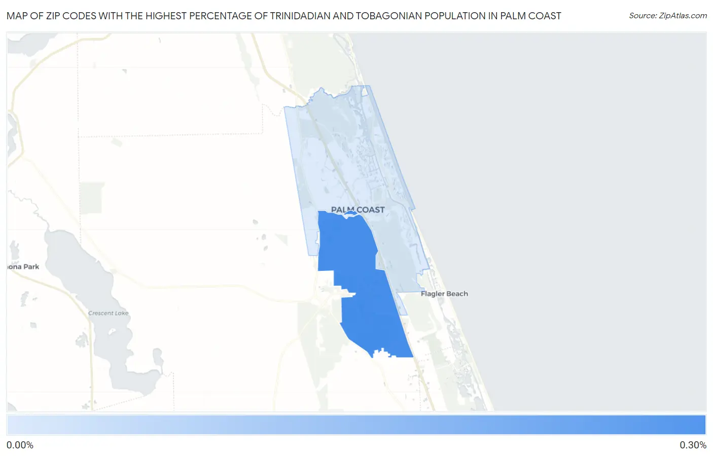 Zip Codes with the Highest Percentage of Trinidadian and Tobagonian Population in Palm Coast Map