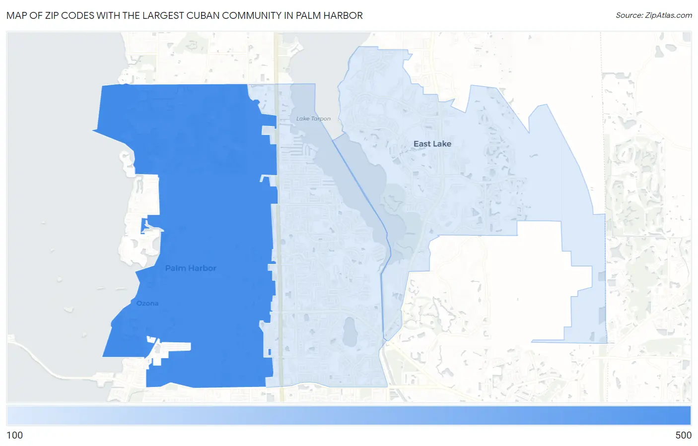 Zip Codes with the Largest Cuban Community in Palm Harbor Map