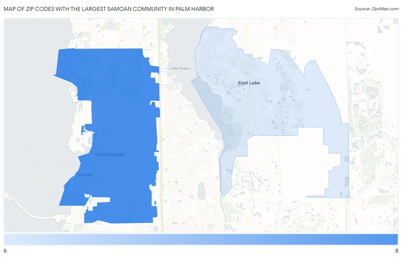 Zip Codes with the Largest Samoan Community in Palm Harbor Map