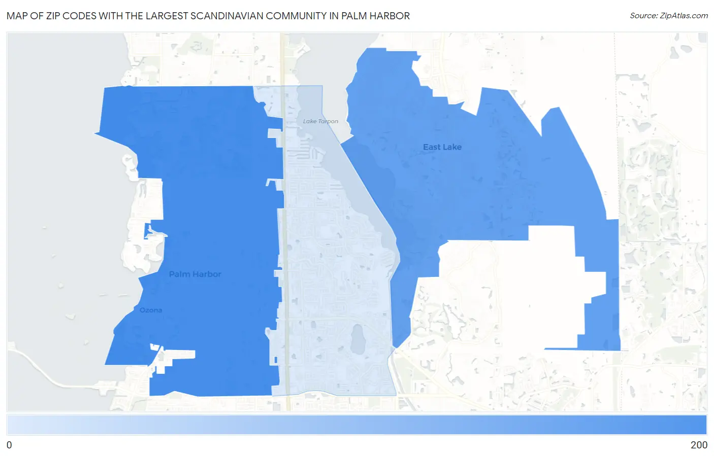 Zip Codes with the Largest Scandinavian Community in Palm Harbor Map