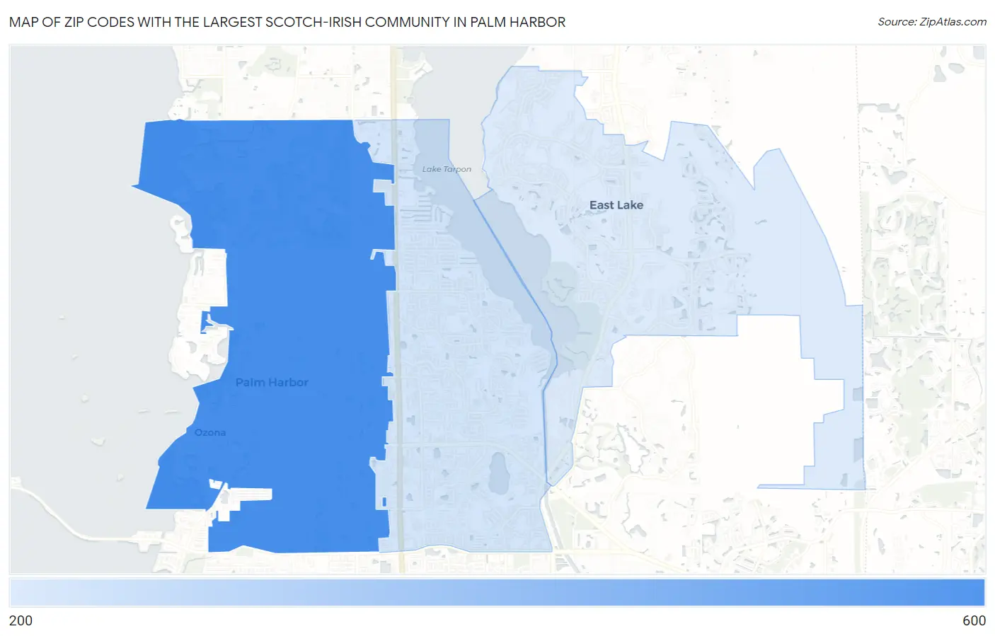 Zip Codes with the Largest Scotch-Irish Community in Palm Harbor Map