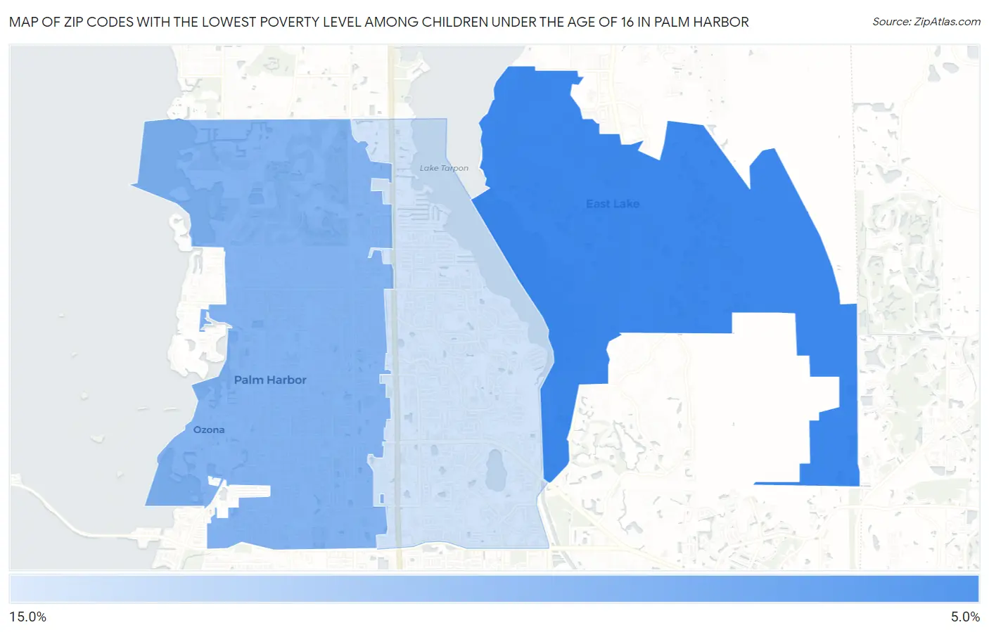 Zip Codes with the Lowest Poverty Level Among Children Under the Age of 16 in Palm Harbor Map