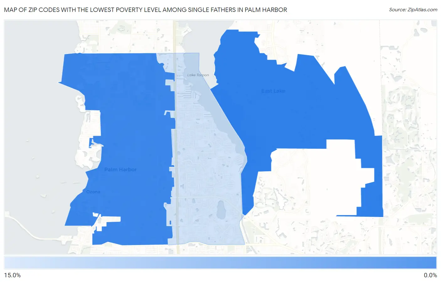 Zip Codes with the Lowest Poverty Level Among Single Fathers in Palm Harbor Map